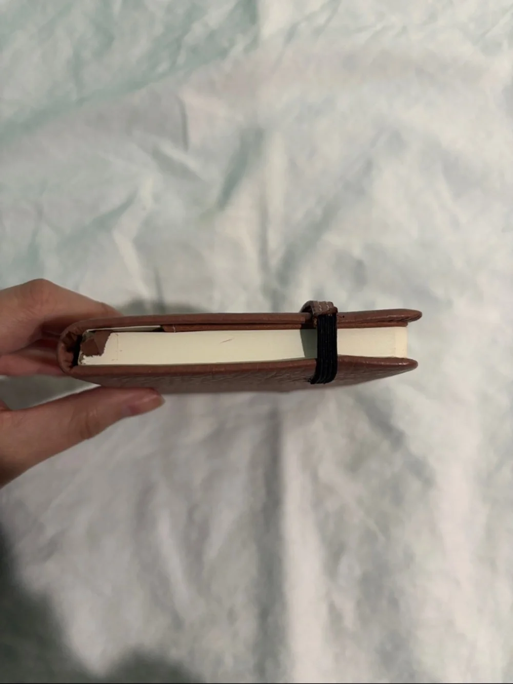 Mulberry Clay Brown Pebbled Leather Notebook with Bookmark and Elastic Strap
